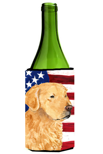 USA American Flag Golden Retriever Wine Bottle Hugger - 24 oz.