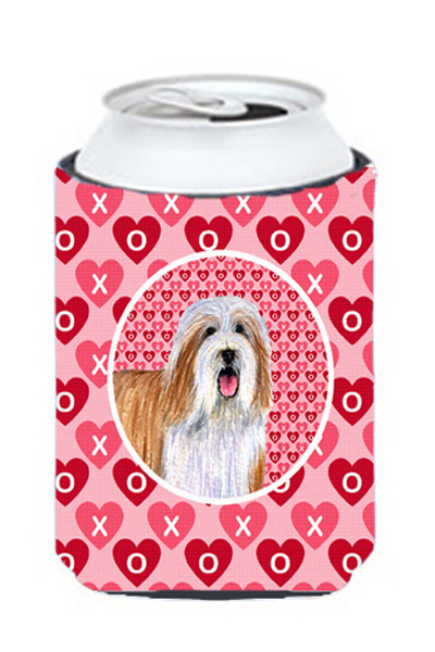Bearded Collie Valentines Love And Hearts Can Or Bottle  Hugger - 12 oz.