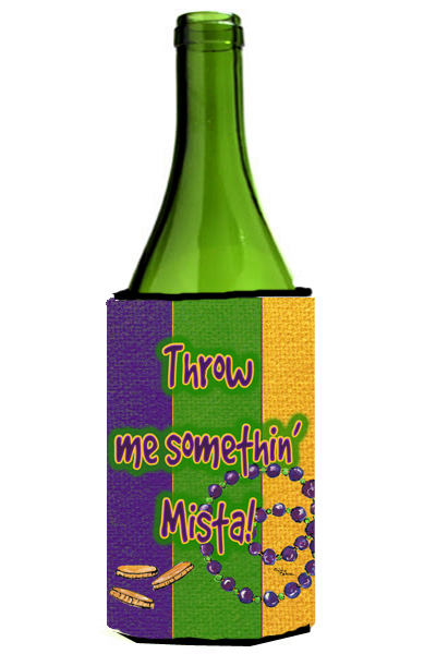 Picture of Carolines Treasures 8375LITERK Mardi Grass Throw Me Something Mister Wine bottle sleeve Hugger - 24 oz.