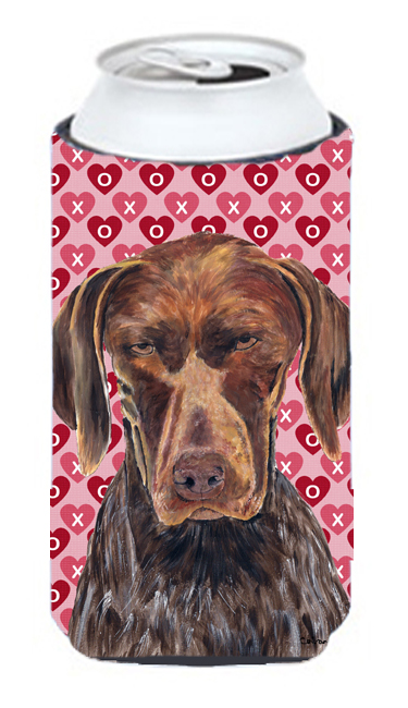 German Shorthaired Pointer Hearts Valentines Day Tall Boy bottle sleeve Hugger - 22 To 24 oz.