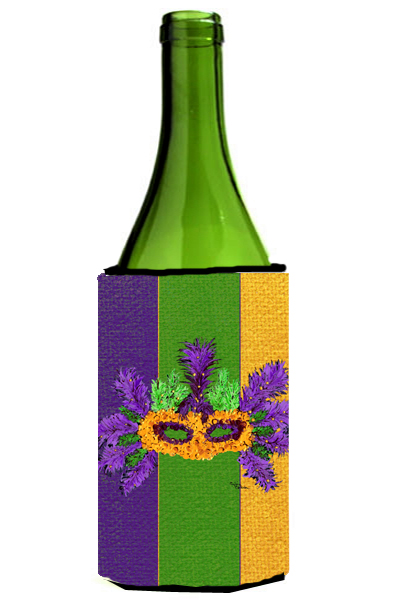 Picture of Carolines Treasures 8369LITERK Mardi Grass With Feathers Wine bottle sleeve Hugger - 24 oz.