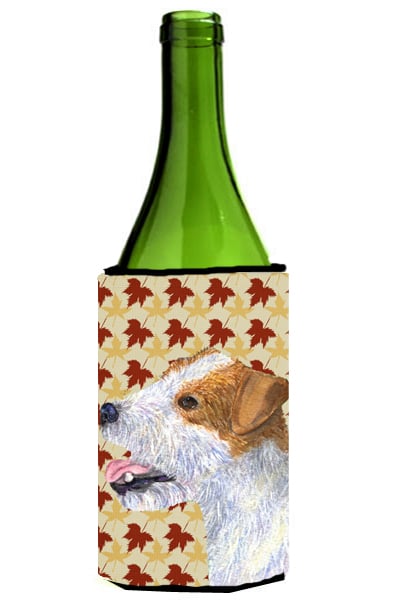 Jack Russell Terrier Fall Leaves Portrait Wine bottle sleeve Hugger - 24 oz.