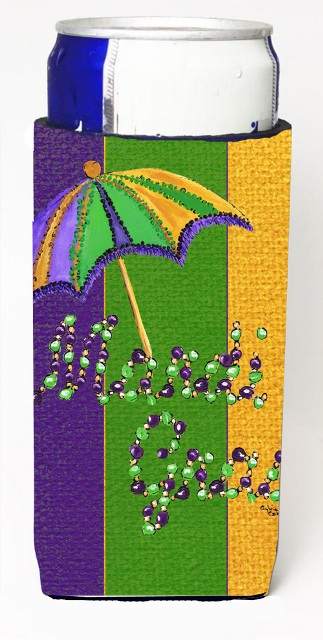 Mardi Grass Second Line Umbrella Michelob Ultra bottle sleeves For Slim Cans - 12 oz.