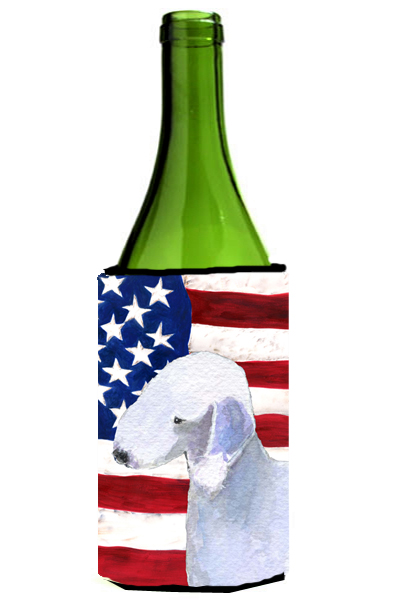 Usa American Flag With Bedlington Terrier Wine bottle sleeve Hugger - 24 oz.