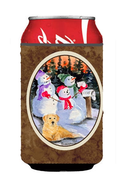 Picture of Carolines Treasures SS8989CC Snowman With Golden Retriever Can or bottle sleeve Hugger