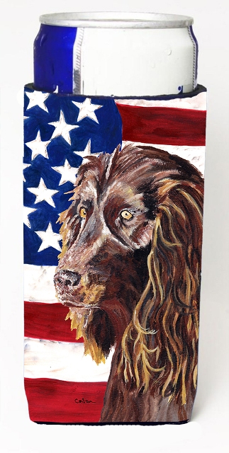 Boykin Spaniel Usa American Flag Michelob Ultra bottle sleeve for Slim Can