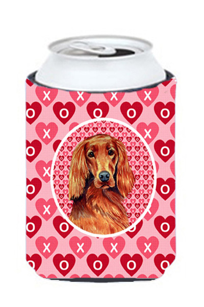 Irish Setter Valentines Love and Hearts Can or bottle sleeve Hugger