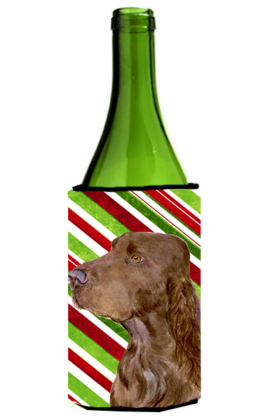 Field Spaniel Candy Cane Holiday Christmas Wine bottle sleeve Hugger