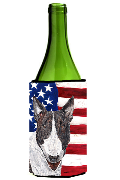 Bull Terrier Usa American Flag Wine bottle sleeve Hugger