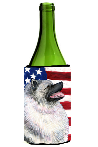 Usa American Flag With Keeshond Wine bottle sleeve Hugger