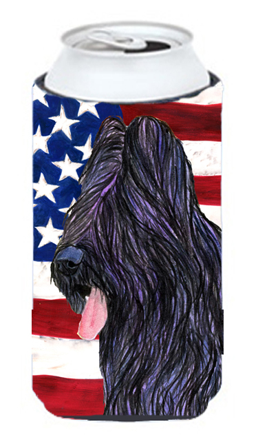 Usa American Flag With Briard Tall Boy bottle sleeve Hugger