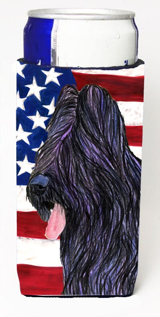 Usa American Flag With Briard Michelob Ultra bottle sleeve for Slim Can