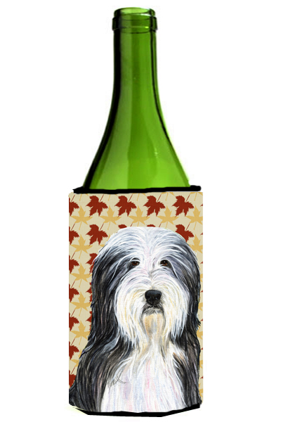 Bearded Collie Fall Leaves Portrait Wine bottle sleeve Hugger