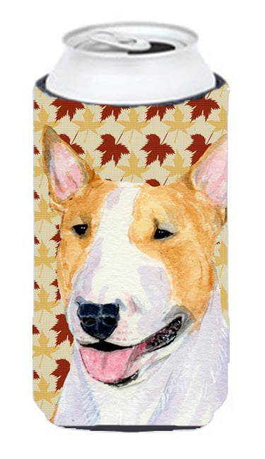Bull Terrier Fall Leaves Portrait Tall Boy bottle sleeve Hugger