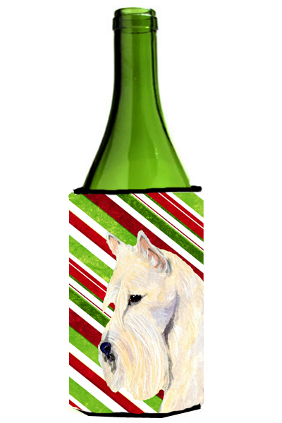 Scottish Terrier Candy Cane Holiday Christmas Wine bottle sleeve Hugger