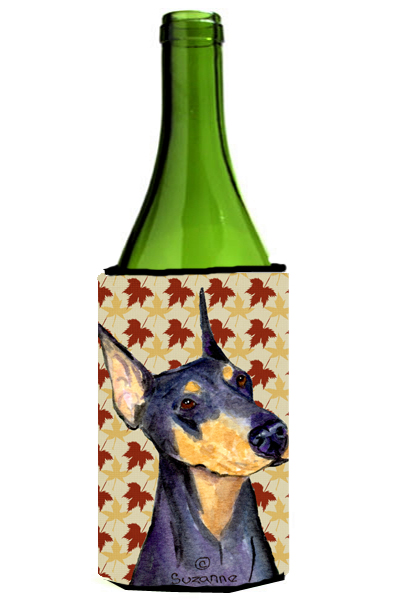Doberman Fall Leaves Portrait Wine bottle sleeve Hugger