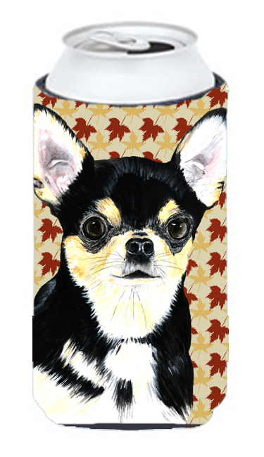 Chihuahua Fall Leaves Portrait Tall Boy bottle sleeve Hugger