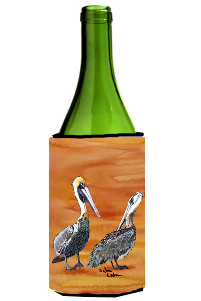 Picture of Carolines Treasures 8407LITERK Brown Pelican Hot and Spicy Wine bottle sleeve Hugger