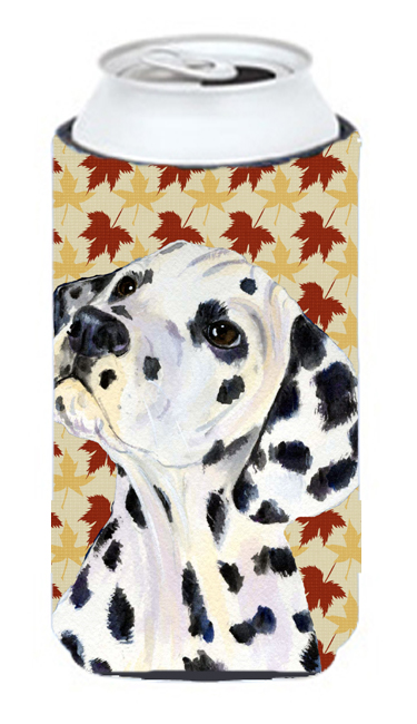 Dalmatian Fall Leaves Portrait Tall Boy bottle sleeve Hugger