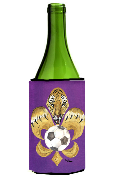 Picture of Carolines Treasures 8477LITERK Tiger Fleur De Lis Soccer Wine bottle sleeve Hugger
