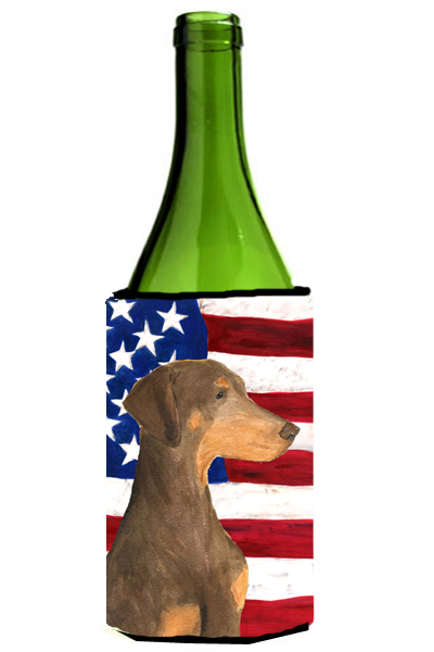 Usa American Flag With Doberman Wine bottle sleeve Hugger