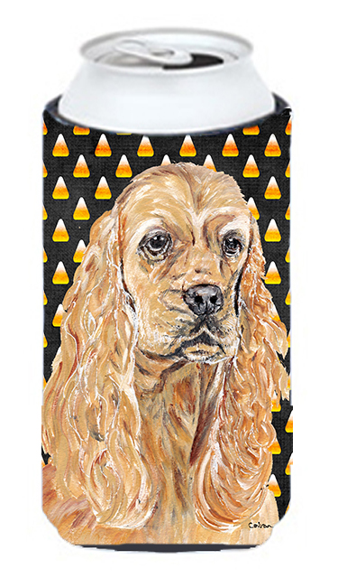 Cocker Spaniel Halloween Candy Corn Tall Boy bottle sleeve Hugger