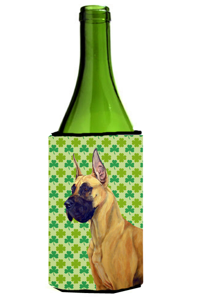 Great Dane St. Patricks Day Shamrock Portrait Wine bottle sleeve Hugger