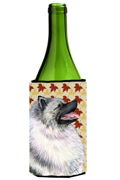 Keeshond Fall Leaves Portrait Wine bottle sleeve Hugger