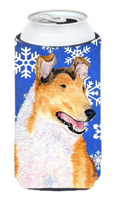 Collie Smooth Winter Snowflakes Holiday Tall Boy   Hugger