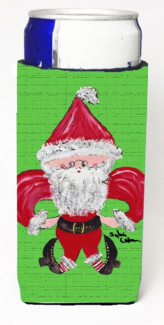 Christmas Santa Fleur De Lis Michelob Ultra bottle sleeve for Slim Can