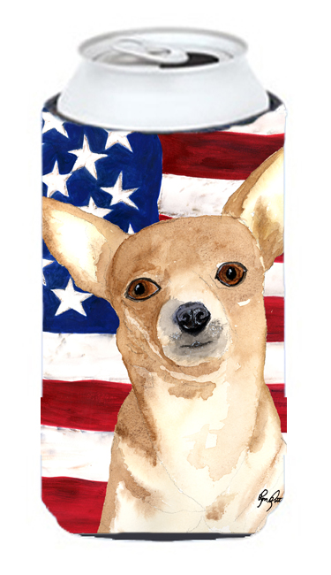 Usa American Flag Chihuahua Tall Boy bottle sleeve Hugger