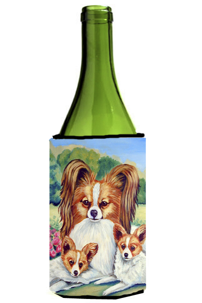 Picture of Carolines Treasures 7042LITERK Papillon A Mommas Love Wine bottle sleeve Hugger