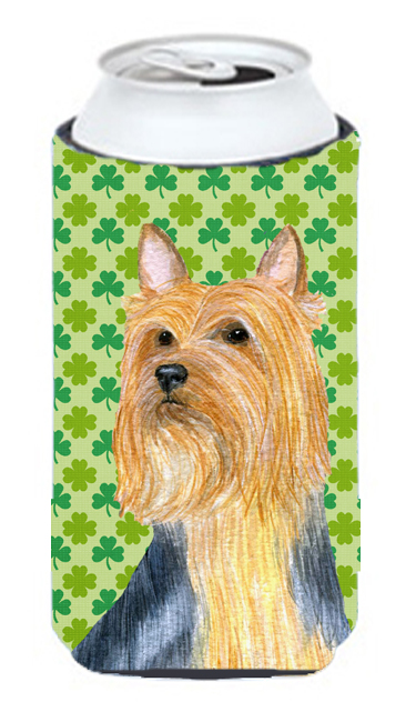 Silky Terrier St. Patricks Day Shamrock Portrait Tall Boy bottle sleeve Hugger
