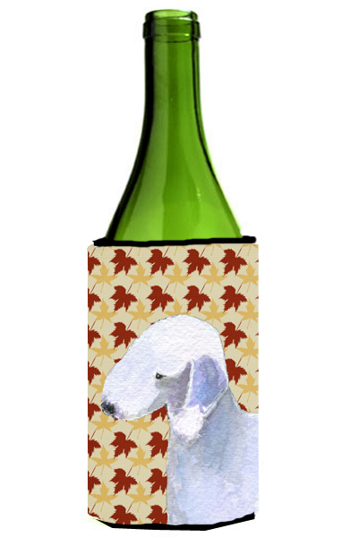 Bedlington Terrier Fall Leaves Portrait Wine bottle sleeve Hugger