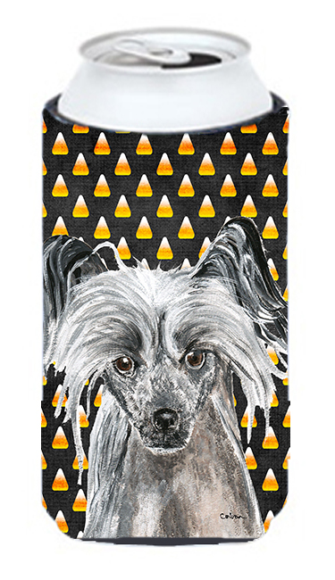 Chinese Crested Halloween Candy Corn Tall Boy bottle sleeve Hugger