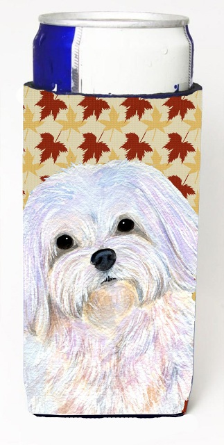 Maltese Fall Leaves Portrait Michelob Ultra bottle sleeve for Slim Can