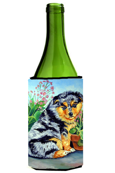 Picture of Carolines Treasures 7045LITERK Australian Shepherd Puppy Wine bottle sleeve Hugger