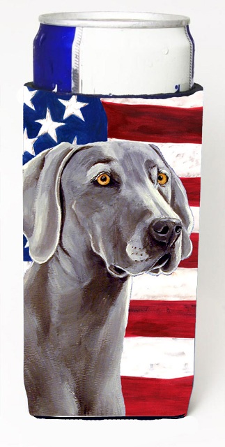Usa American Flag With Weimaraner Michelob Ultra bottle sleeve for Slim Can