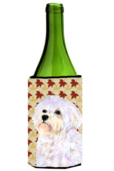 Maltese Fall Leaves Portrait Wine bottle sleeve Hugger