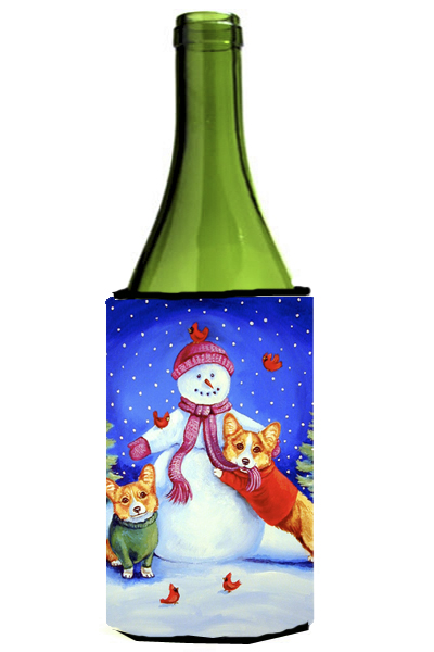 Picture of Carolines Treasures 7048LITERK Snowman With Corgi Wine bottle sleeve Hugger