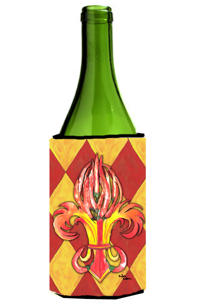 Picture of Carolines Treasures 8499LITERK Hot Peppers Fleur De Lis Wine bottle sleeve Hugger