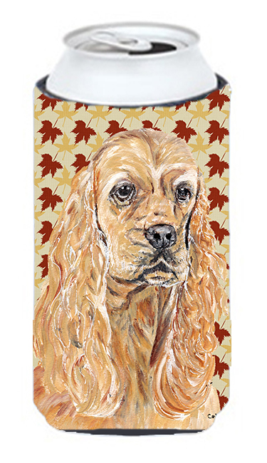 Cocker Spaniel Fall Leaves Tall Boy bottle sleeve Hugger