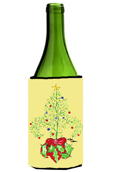 Picture of Carolines Treasures 8501LITERK Christmas Tree Fleur De Lis Wine bottle sleeve Hugger