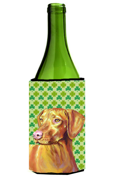 Vizsla St. Patricks Day Shamrock Portrait Wine bottle sleeve Hugger