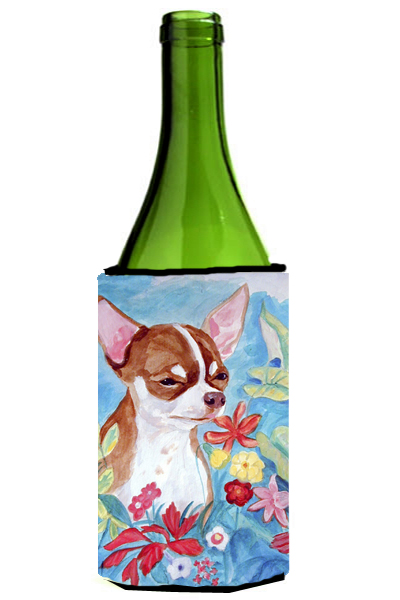 Picture of Carolines Treasures 7053LITERK Chihuahua in Flowers Wine bottle sleeve Hugger