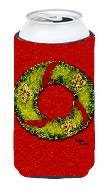 Christmas Wreath Fleur De Lis Tall Boy bottle sleeve Hugger
