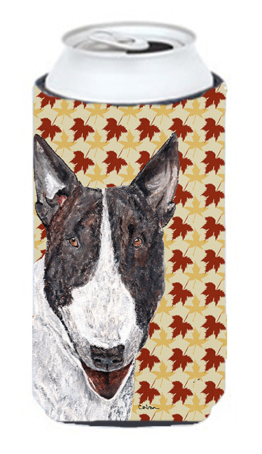 Bull Terrier Fall Leaves Tall Boy bottle sleeve Hugger