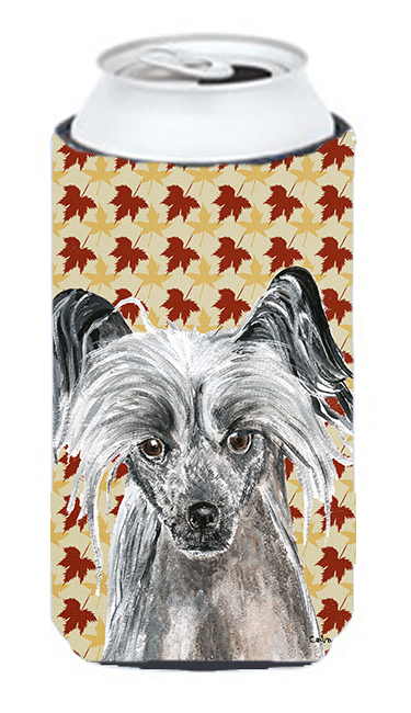 Chinese Crested Fall Leaves Tall Boy bottle sleeve Hugger 22 to 24 oz.