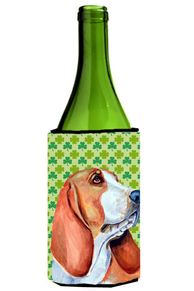Basset Hound St. Patricks Day Shamrock Wine bottle sleeve Hugger 24 oz.
