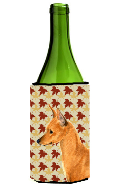 Min Pin Fall Leaves Portrait Wine bottle sleeve Hugger 24 oz.